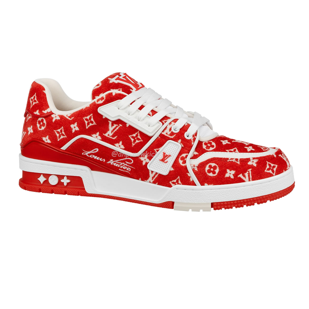 Louis Vuitton Trainer Blue Green Black Red Monogram Textile 1abfrq (5) - www.newkick.vip